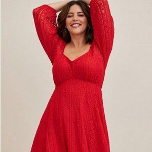 Torrid Red Lace Fit and Flare Dress Size 2